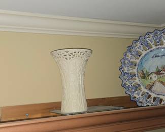 Assorted Decorative Collectibles including Delft-style Vase, Enameled Boxes, and Decorative Plates