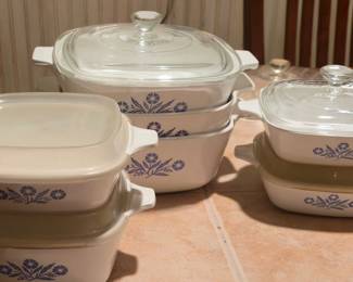 CorningWare Blue Cornflower Casserole Dishes and Pyrex Bowl