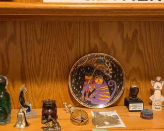 Assorted Decorative Collectibles including Delft-style Vase, Enameled Boxes, and Decorative Plates