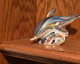 Royal Crown Derby 'The Striped Dolphin' Paperweight
