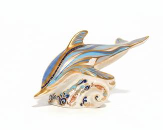 Royal Crown Derby 'The Striped Dolphin' Paperweight