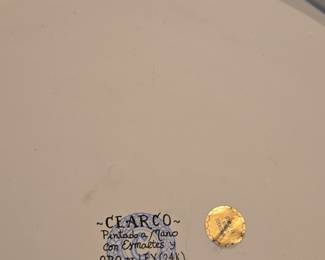CEARCO Hand-Painted Ceramic Plate with 24K Gold