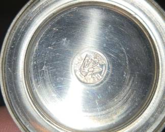 Vintage German Glass Beer Stein with Pewter Lid and Enameled Scene