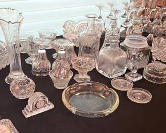 Assorted Cut Crystal Glassware and Decorative Items