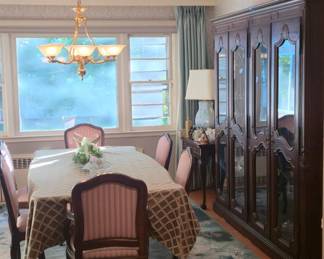 Antique Mahogany Dining Room Set with China Cabinet