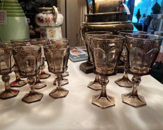 Vintage smoky topaz goblets