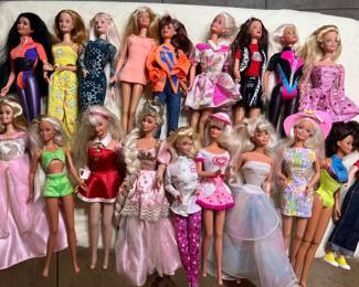 Many more collectible Barbies