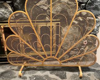 Beautiful large gold Fan fireplace screen