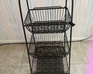 Fun tiered metal basket holder with removable baskets