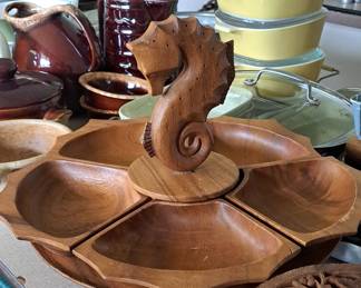 Unique vintage wooden server set