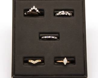 14k and 18k gold and diamond rings, and diamond and sapphire rings