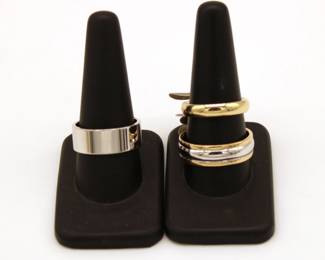 Some of the gold wedding bands – white gold size 9-3/4, yellow gold size 7-1/4,  bi-color gold size 11-1/2