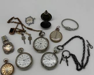 A selection of antique and vintage pocket watches, watch chains and keys are available!