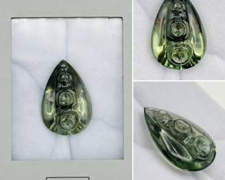 A 30.5 ct Prasiolite carved by Walter Lopes