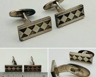 Pair of 1960s vintage sterling silver harlequin Georg Jensen cufflinks