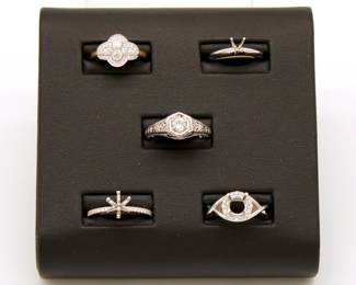 Diamond and gold rings, and a large selection of gold engagement ring mounts or settings ready for the stone of your choice!