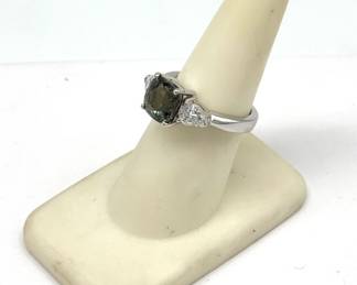 A 3.37 carat Alexandrite, white gold, and diamond ring; Alexandrite with GIA report