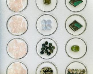 Rose quartz polished stones lot, 13.34 Ct Tourmaline gemstone bead, Chrysocolla polished stone, Rose quartz polished stones lot, Blue lace agate loose stones set, Chrysocolla polished stone, Rose quartz polished stones lot, Bloodstone cabochon gemstones set, 10.88 ct chrysoverde chalcedony stone, Rose quartz polished stones lot, polished agate stone, Moss agate stones set