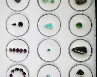 Blue Topaz 7x5 Oval Gemstones, Chrysocolla & Malachite in quartz stone, 