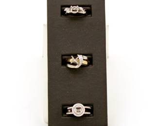 A large selection of gold engagement ring mounts or settings ready for the stone of your choice!