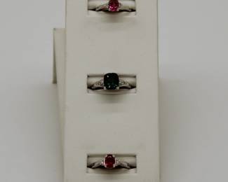 14k gold pink tourmaline ring, 14k gold green tourmaline ring, 14k gold pink tourmaline ring