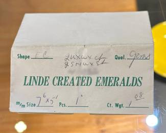 1.08 ct Linde Created Emerald original envelope