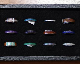 Sterling with inlaid stone rings