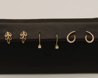 14k earrings, 14k gold and diamond earrings