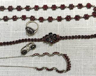Antique rose cut garnet jewelry