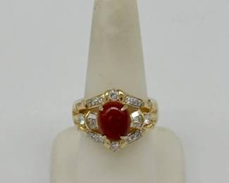 18k yellow gold, Jadeite, and Diamond Ring