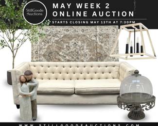 Furniture, rugs, antiques, designer handbags, jewelry, artwork, rugs and more