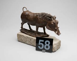 Lot058 BronzeWildBoarSculpture