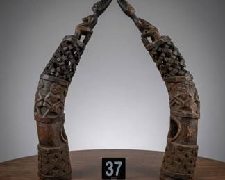 Lot037 CarvedWoodenTusks