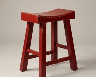 red wooden stool