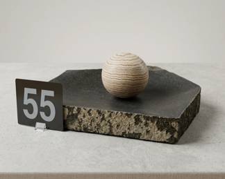 Lot055 StoneSlabwithDecorativeSphere