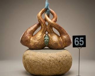 Lot065 AbstractBronzeSculptureonRiverStone