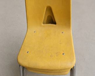 Vintage MidCentury Yellow Plastic School Chair with Chrome Legs