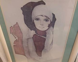Vintage 1970's Christine Rosamond (Oct 24, 1947-March 26, 1994) Lithograph  Titled Simone 
