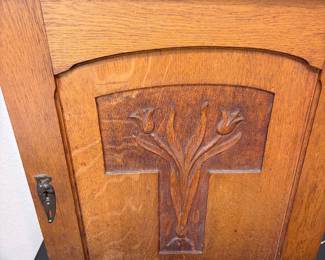 Antique medicine cabinet with key