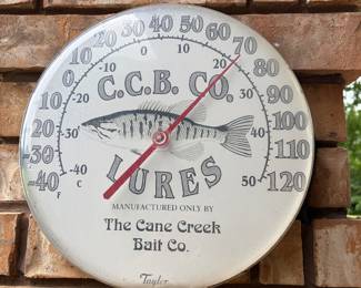 Rare Vintage outdoor thermometer from The Cane Creek Bait Co. 