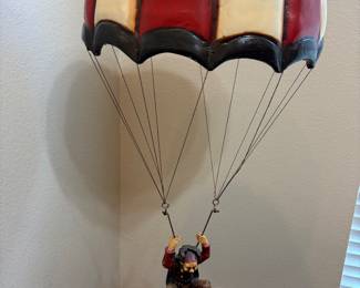 VTG hand-painted Allan Agohob parachuting clown sculpture, 1970s