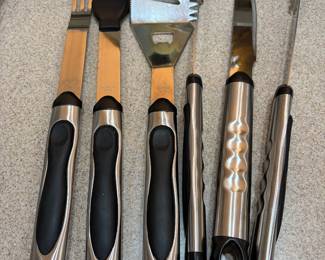 Practically brand new outdoor barbecue grill set stainless steel