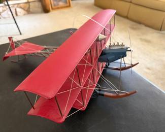 Pottery Barn 1909 AV Roe Mark IV Tri-Wing Seaplane Metal Model Airplane 