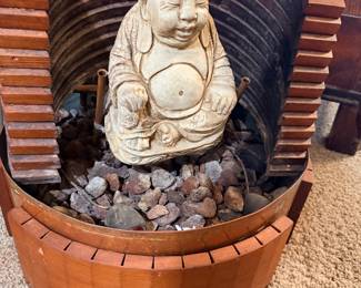 Copper fountain buddah teak