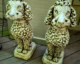 Much, much outdoor!! Concrete statuary and pots, patio and deck furniture,  cast iron stands and yard art. Concrete poodle statuary 