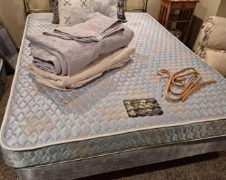 Brass bed w/ queen mattress and box spring 