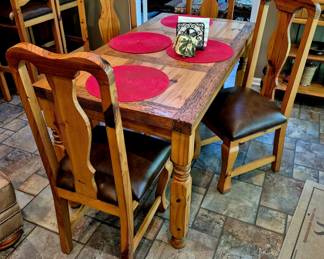 Big selection of tables. Pine Southwest style table w/ 4 chairs