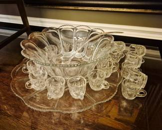 Much crystal, cut and pattern glass.