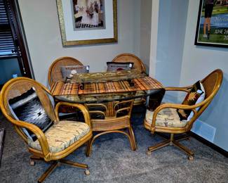 5 pcs. Glass top rattan dining set