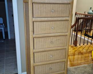 Lexington 6 drawer wicker tallboy dresser